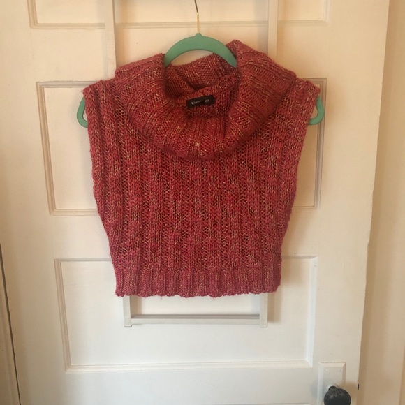 bebe Sweaters - Bebe Coral and Gold Cowl Neck Crop Sweater